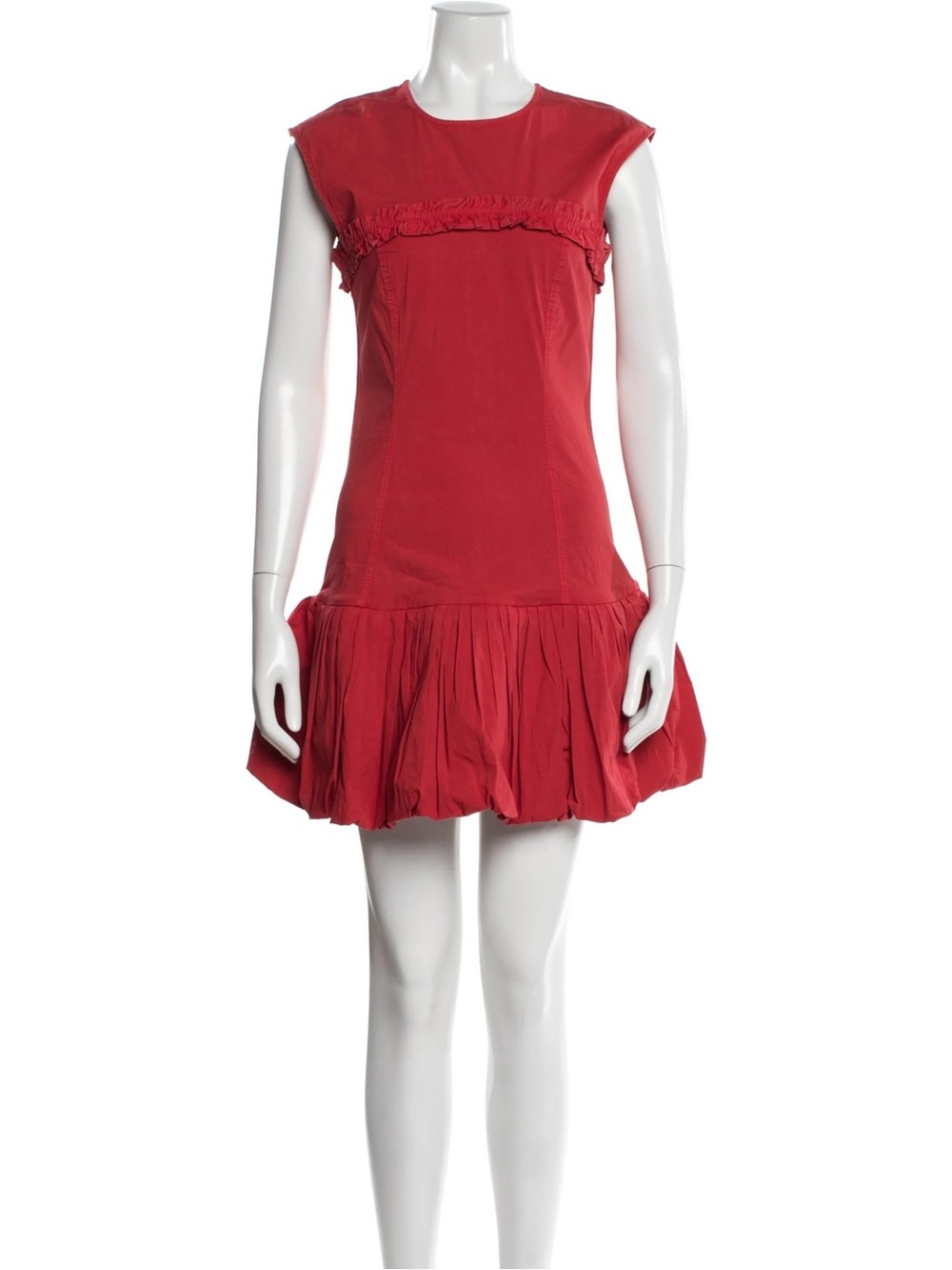 NWOT Ganni Red Ruffle Drop-Waist Mini Dress M/36